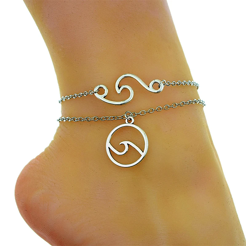 Новинка античный символ йоги Ом многослойные волнистые ножные браслеты для