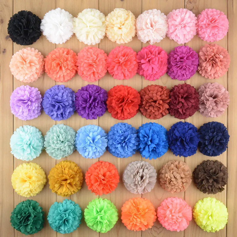 20 шт./лот, 2,5 дюймов шифон Ткань Puff цветы DIY цветок мяч книги по искусству одежда обувь интимные аксессуары
