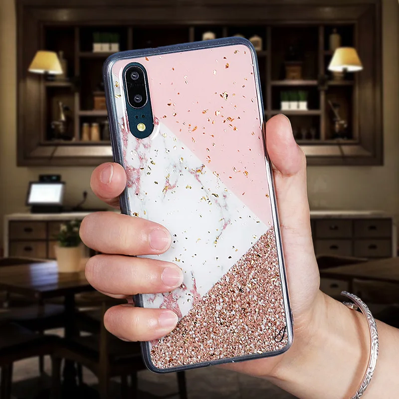 a LOVECOM чехол для телефона huawei P20 P30 Pro Lite mate 20 Pro Nova 3i 4 Золотая пудра мрамор сердце мягкая эпоксидная задняя крышка чехол подарок - Color: a