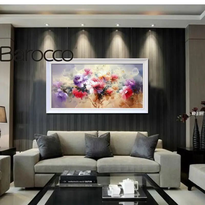 Ручная работа современная абстрактная масляная живопись китайские пионы