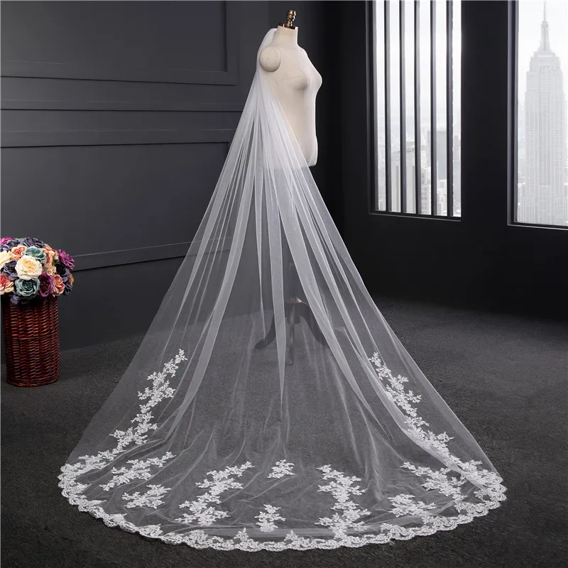 Wedding Long Veil White Ivory 3 Meters Bridal Veils Mesh for Bride | Свадьбы и торжества