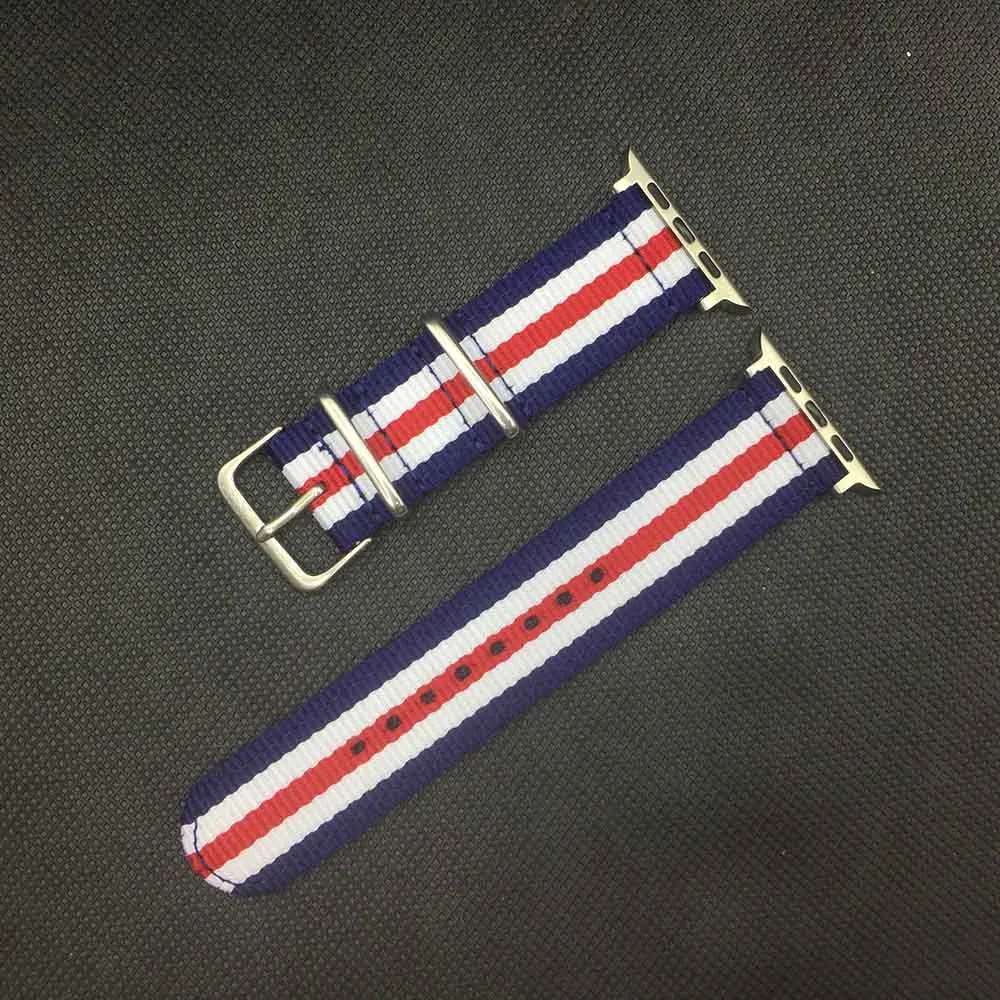 Blue White Red BA Для наручных часов Apple Watch серии 3/2/1 38 мм 42 мм нейлон мягкий дышащий нейлон для наручных часов iWatch, сменный ремешок спортивный серии 4 5 40 мм 44 мм - Цвет ремешка: Blue White Red BA