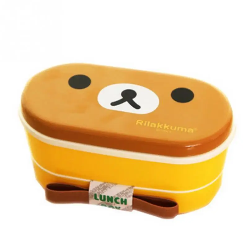 2 слоя мультфильм Rilakkuma Ланчбокс Bento ланч контейнер пищевой контейнер японский стиль пластиковая коробка для хранения обеда