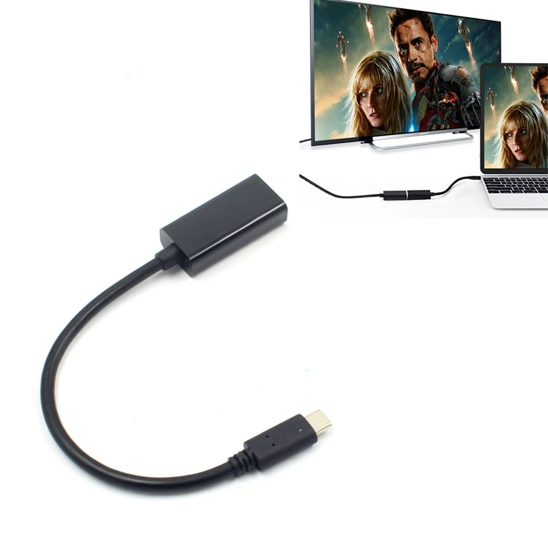 Black Кабель типа C к HDMI HD USB 3,1 к HDMI компьютерному телефону подключение HDTV проекция - Цвет: Black