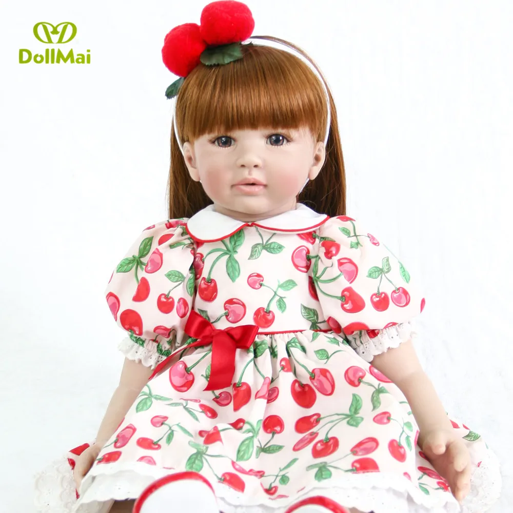 Кукла карие глаза девочка очень большая bebe reborn baby 3/4 силиконовые куклы игрушка
