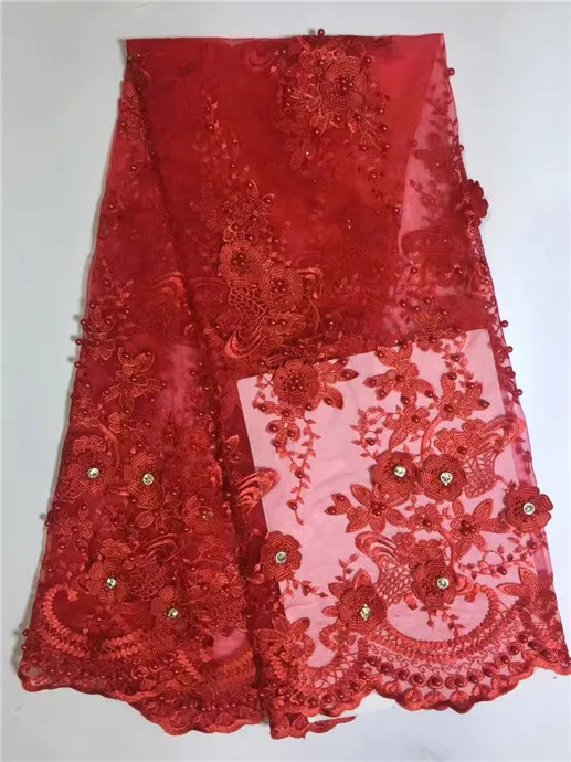 

fabric beaded lace applique 3d flowers luxury french net lace high quality for african wedding dresses(5yard/lot Stone bead (DP