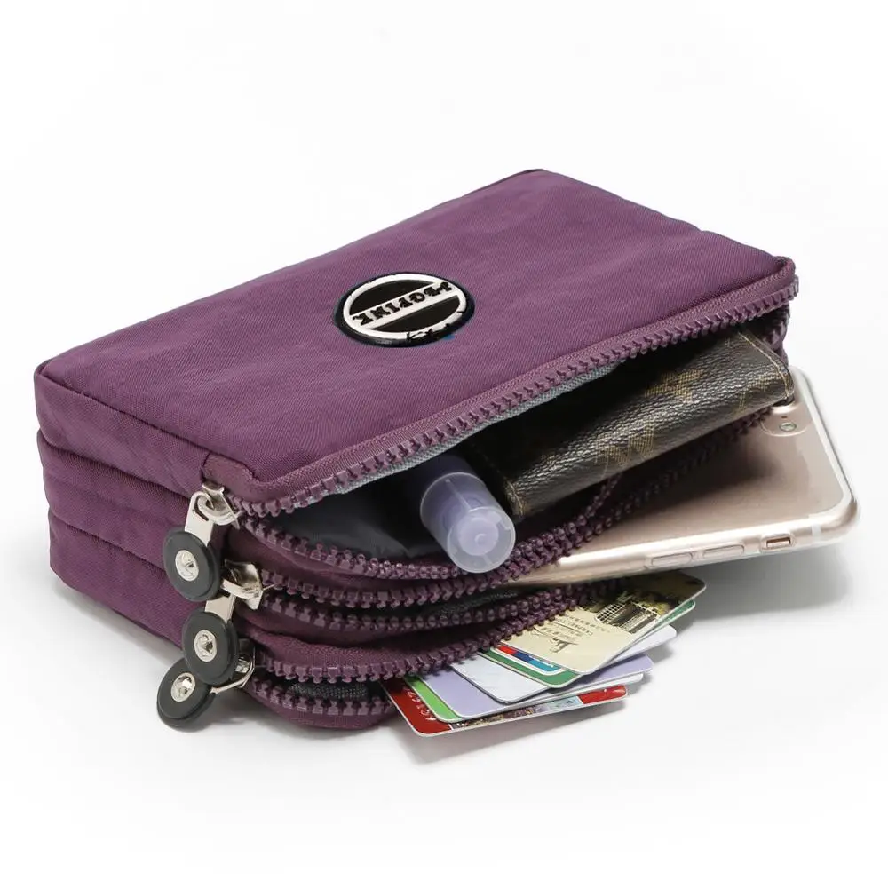 Кошелек J Bg розовый с двойной молнией водонепроницаемый нейлоновый|double zipper purse|brand