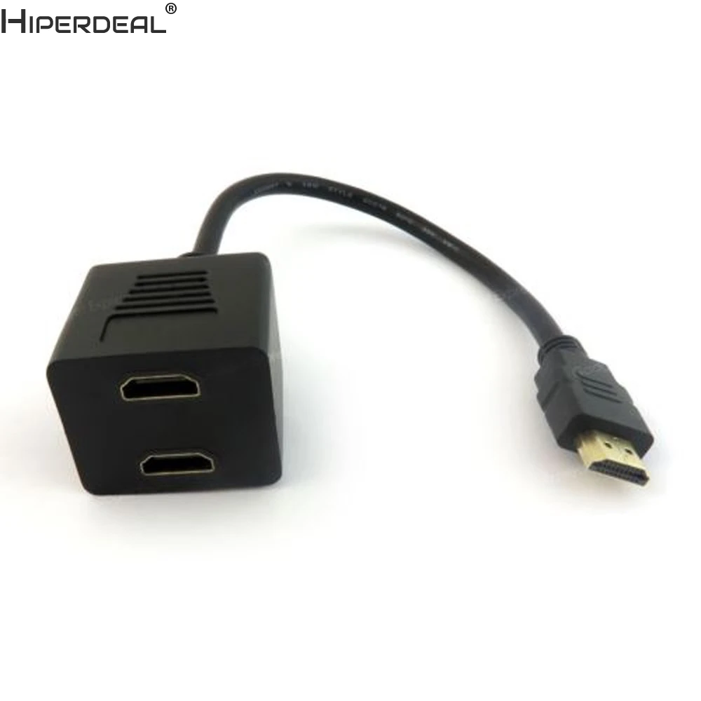 Сплиттер переходник HIPERDEAL 1080P HDMI совместимый со штекером на 2 гнезда 1 в выход