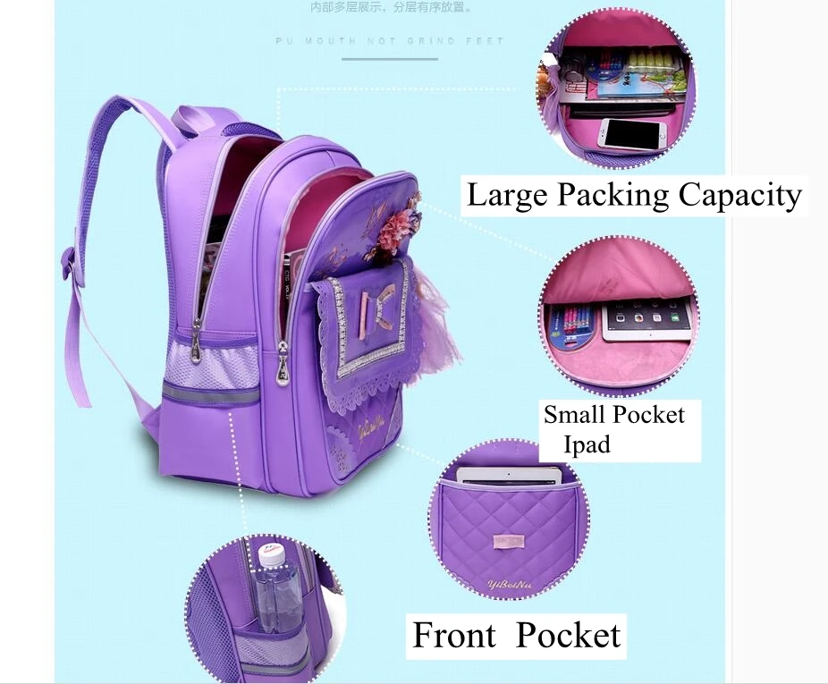 Pu School Trolley Backpacks Bags Children School Bag With Wheels For Girl Kids Luggage Rolling Bags Wheeled Backpacks For Girls