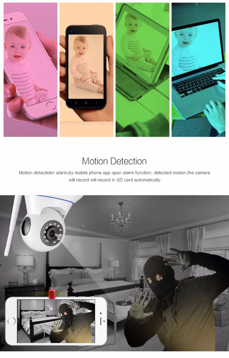 Умная Беспроводная ip-камера 720P HD WiFi Networ для безопасности, ночное видение, аудио, видео наблюдение, CCTV камера, умный дом, детский монитор