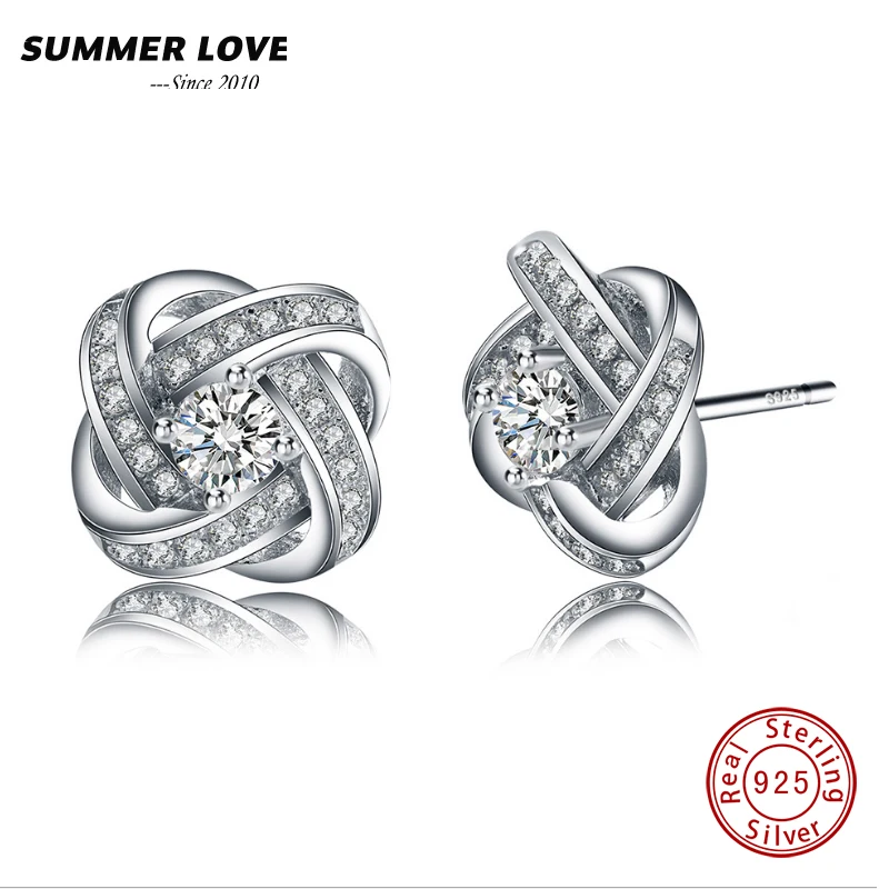 Женские серьги-гвоздики геометрической формы из серебра 100% пробы