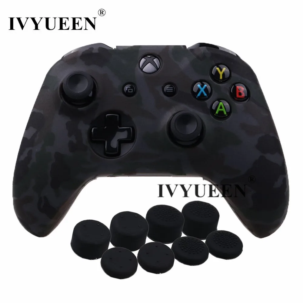 Black Camo Защитный силиконовый чехол IVYUEEN 9 в 1 для XBox One X S, защитный камуфляжный чехол с 8 аналоговыми ручками - Цвет: Black Camo