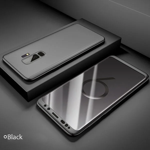 black 360 Жесткий чехол с полным покрытием для samsung Galaxy A3 A5 A7, для samsung Note 5, 8, чехол для телефона, для S6, S6, S7 Edge, S8, S9 Plus - Цвет: black