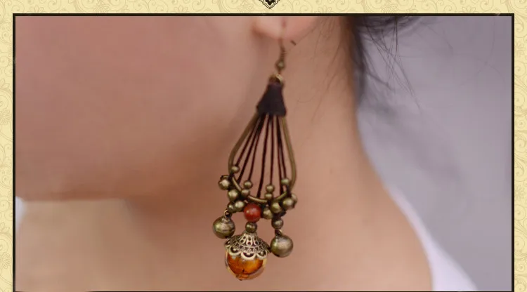 Большая звезда винтажная ручная работа Китайский ветер традиционные классические висячие серьги, новые оригинальные этнические ювелирные изделия национальные серьги