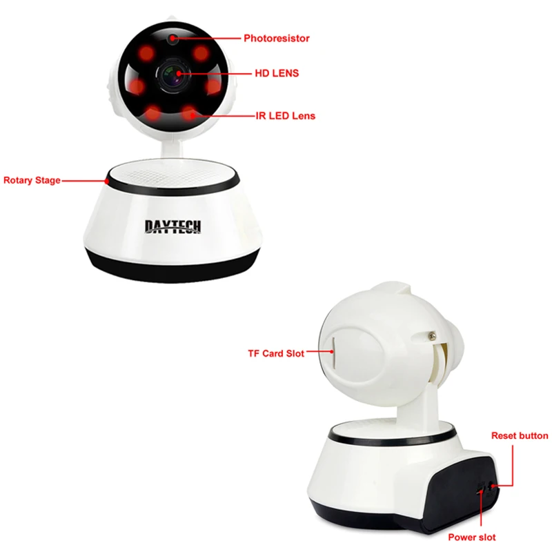 DAYTECH Беспроводной IP Камера Wi-Fi HD безопасности Видео двухстороннее аудио Запись ИК
