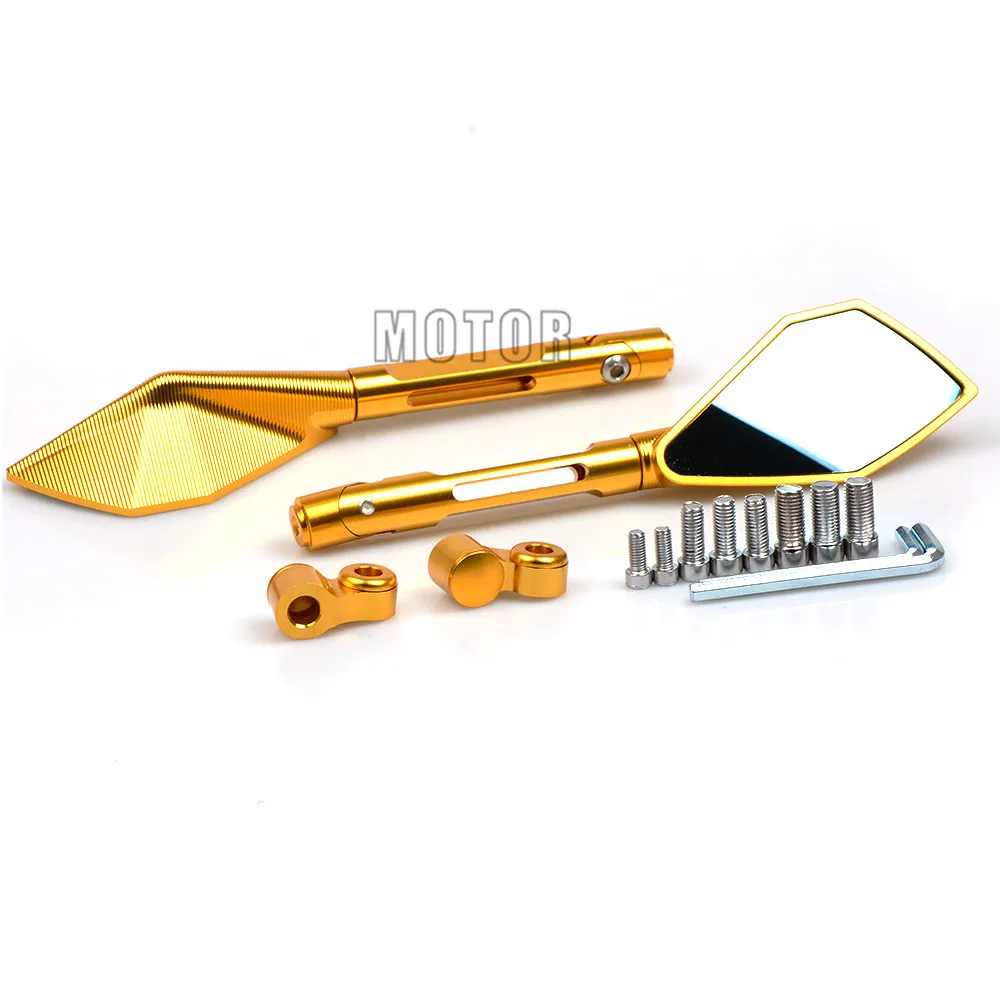 Gold CNC Алюминиевые мотоциклетные зеркала заднего вида для мотоциклов сторона заднего вида универсальная для Suzuki Honda Kawasaki Yamaha KTM Ducati Aprilia - Цвет: Gold
