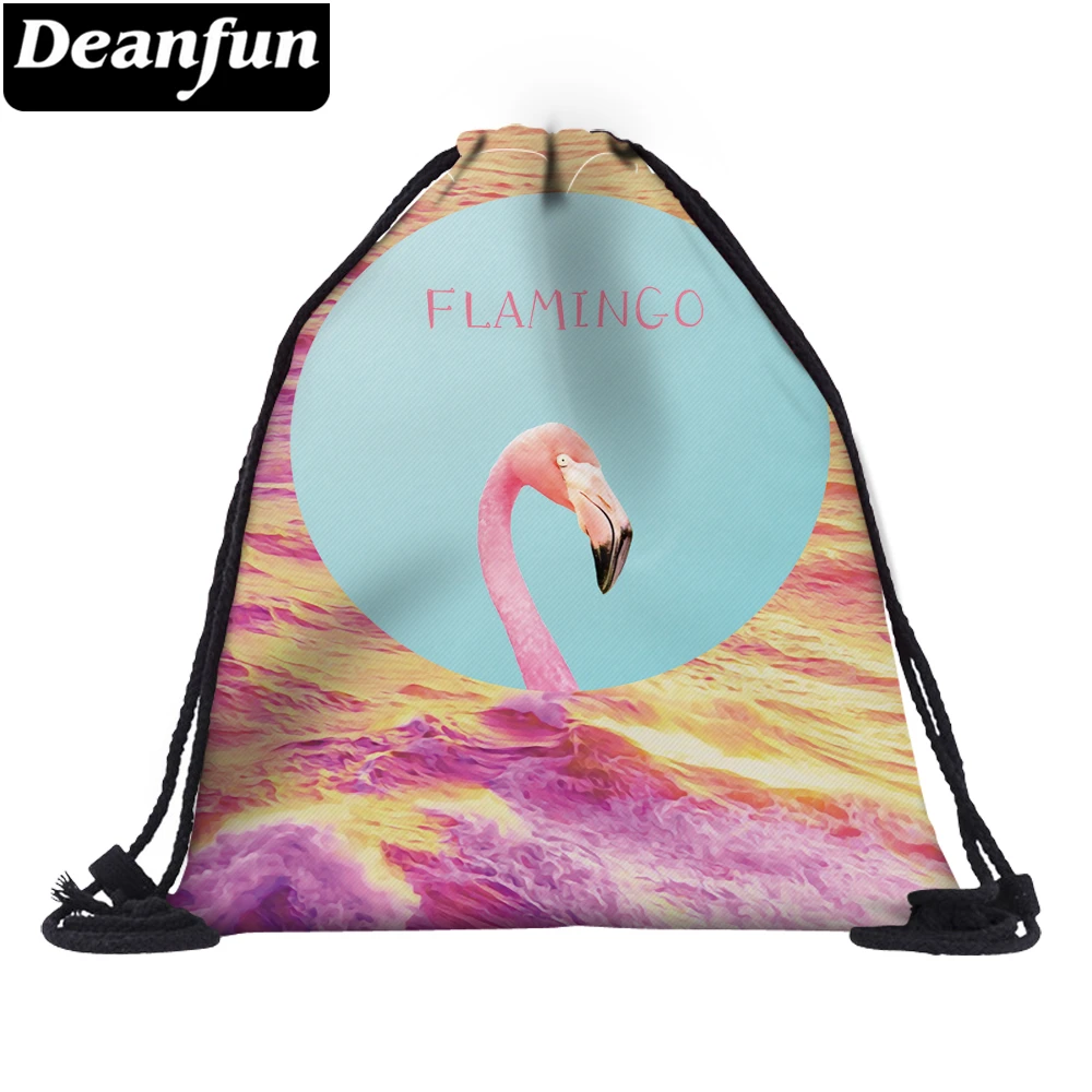 Deanfun 3D напечатанные мешки Drawstring Фламинго милый подарок для девочек школа