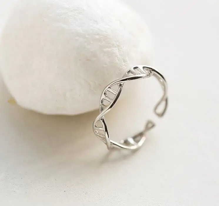 Jisensp New Fashion DNA Adjustable Ring for Women Chemistry Molecule Rings Double Helix Minimalist SYJZ080|dna ring|fashion rings womenrings women |