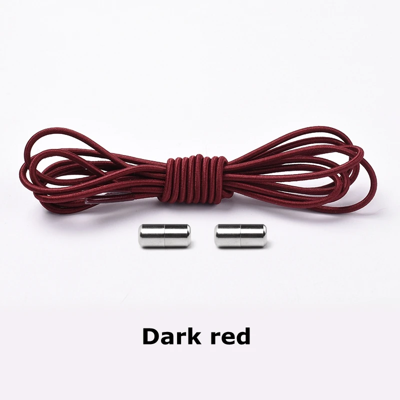 Dark red 1 пара, 25 цветов, эластичные шнурки для обуви, без завязок, шнурки для детей, взрослых, унисекс, кроссовки, шнурки, быстро тянутся, шнурки с металлическим замком - Цвет: Dark red