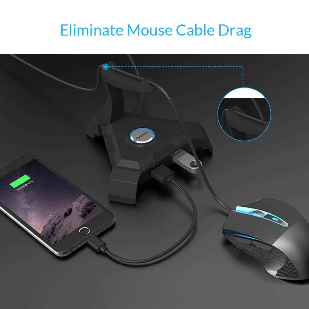 ORICO LH4CS многоцелевая мышь управления шнуром с 4 портами USB3.0 и 1 зарядным портом 5V2.4A