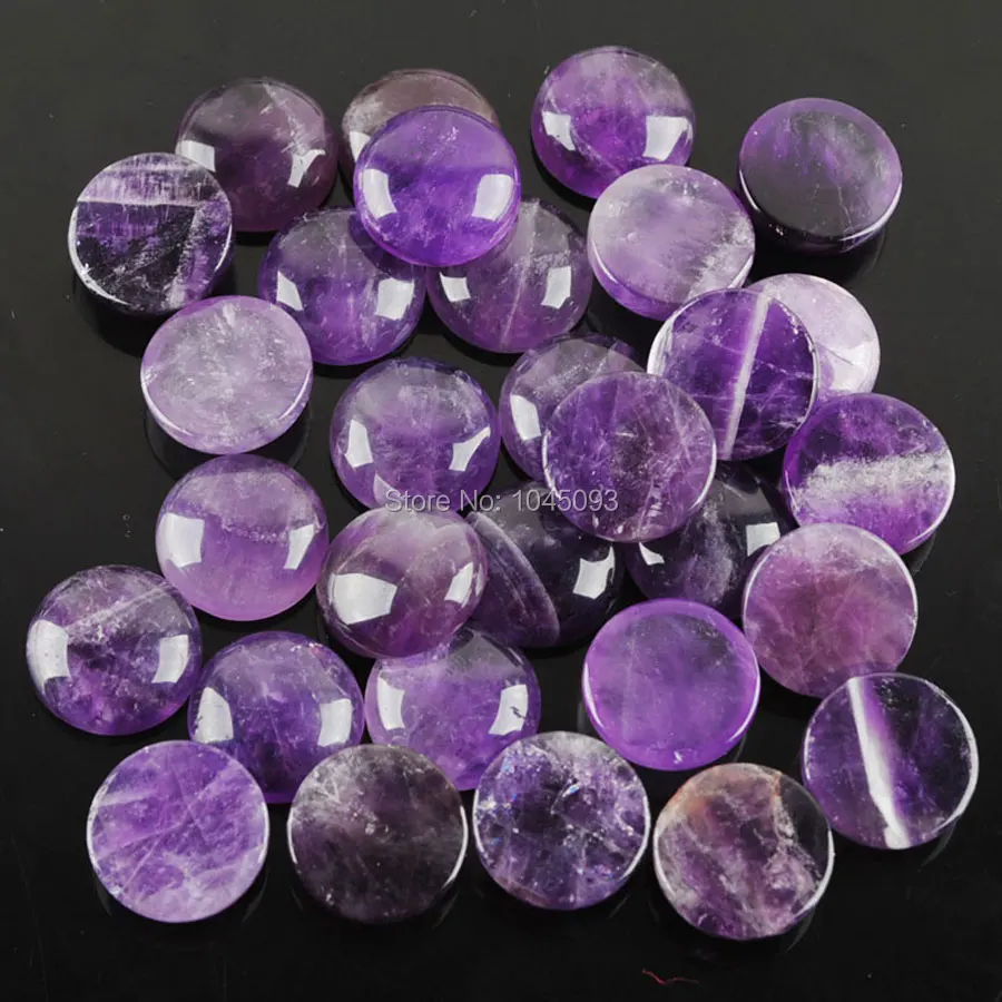 YOWOST Free Shipping Natural Amethysts Gem Stone Round Cabochon CAB No Hole Jewelry 16x6MM 20pcs/lot QU3028 | Украшения и
