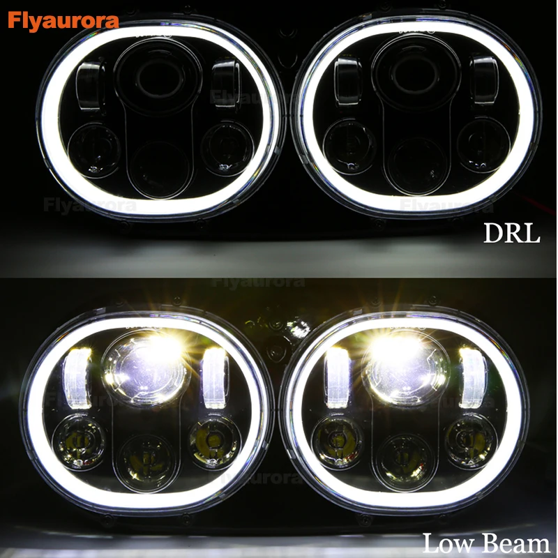 Мотоцикл 5 75 LED H4 двойные фары с белым DRL налобный фонарь углом глаза Halo Кольцо для