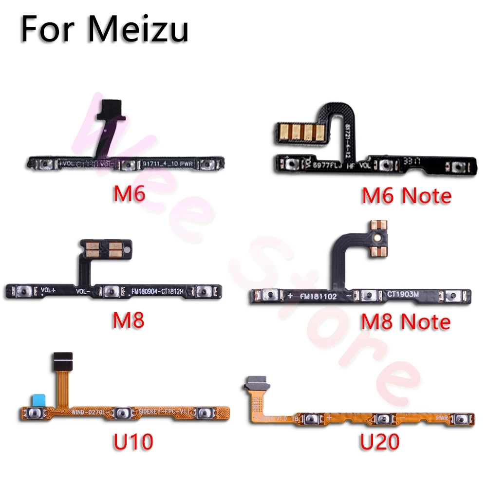 Гибкий кабель для Meizu M2 M3 M3s M5 M5s M6 Note U10 U20 кнопки питания и громкости Оригинальные