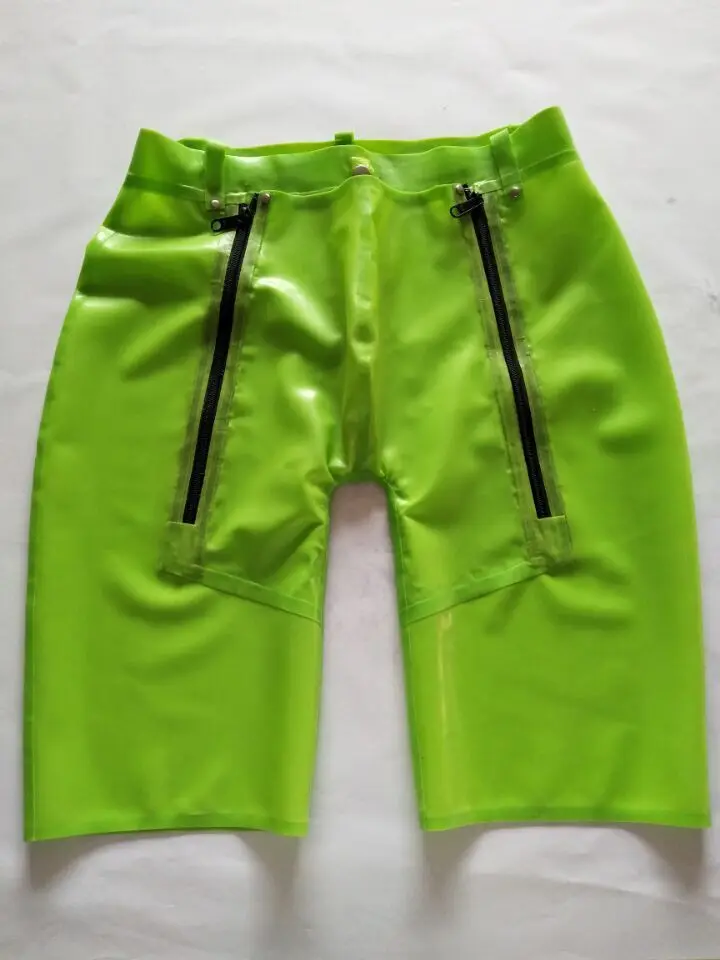 Чисто 0 4 мм резиновое нижнее белье Яблоко зеленый с черной двойной молнией обеих