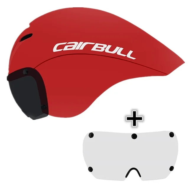 CAIRBULL 2 объектива Велоспорт Шлем Магнитные очки дорожный велосипед шлем триатлонная гонка на время шлем пневматический велосипед с камерными шинами шлем Кепка - Цвет: red