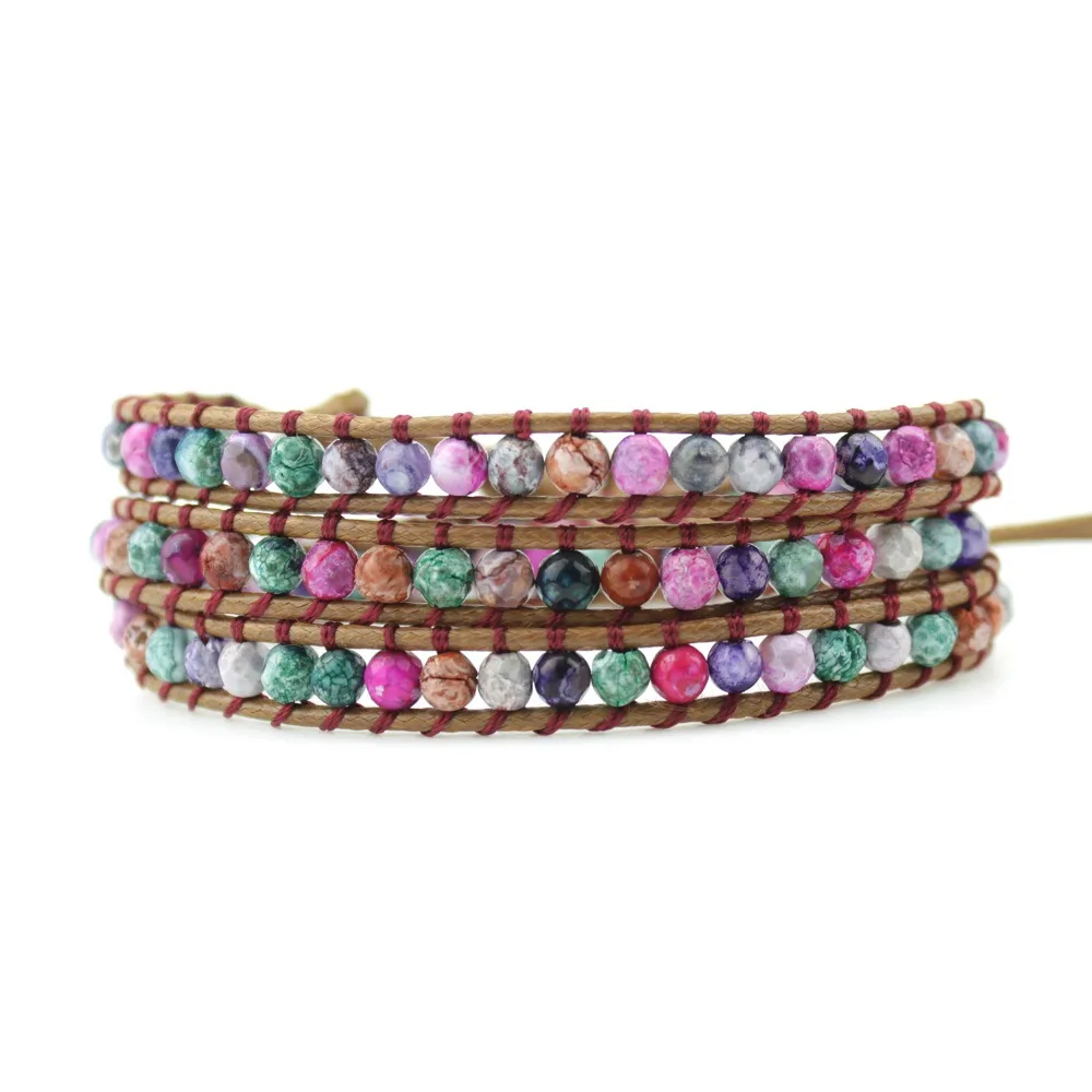 

Colorful Round Beads Boho Bracelet Women Natural Stones Beaded Simple Wrap Bracelet Birthday Gift Dropshipping
