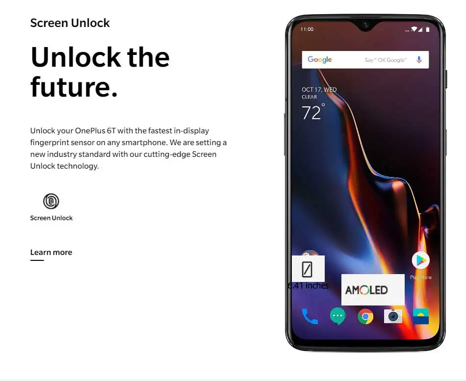 Мобильный телефон с глобальной ПЗУ Oneplus 6 T 6 T 6 ГБ/8 ГБ 128 ГБ восьмиядерным процессором Snapdragon 845 6,41 дюйма на весь экран 19,5: 9 20MP с двойной камерой
