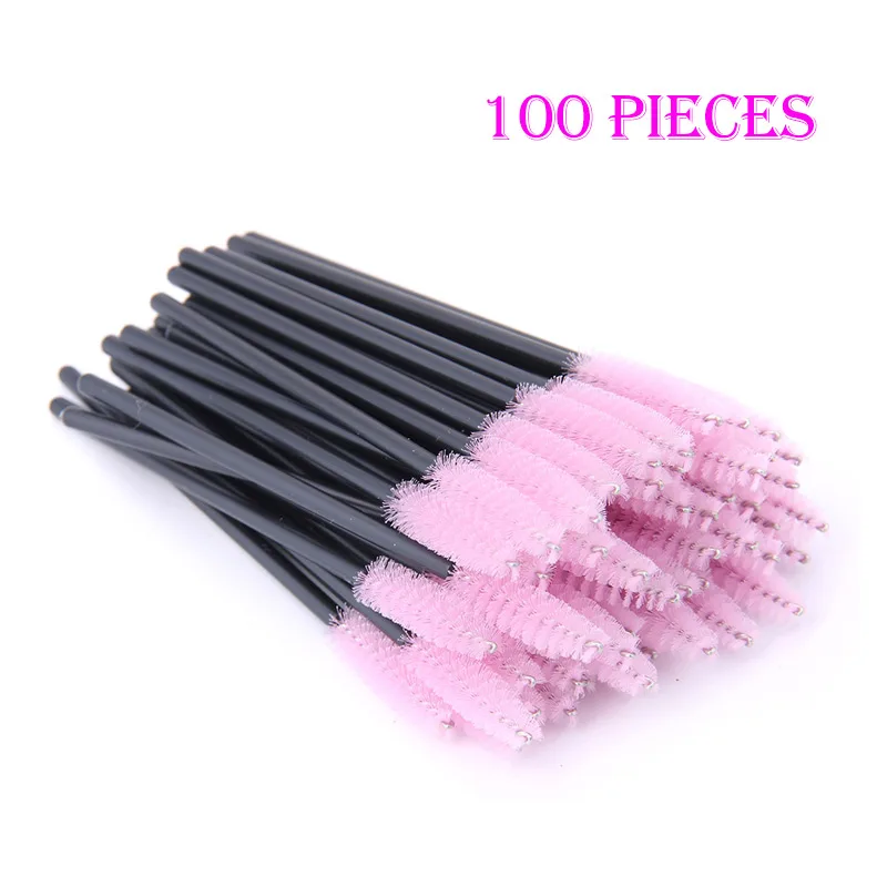100pcs-PK 50/100 шт. Наращивание ресниц одноразовые макияж кисти для бровей тушь для ресниц аппликатор ресницы глаз косметические кисти набор макияж набор - Handle Color: 100pcs-PK