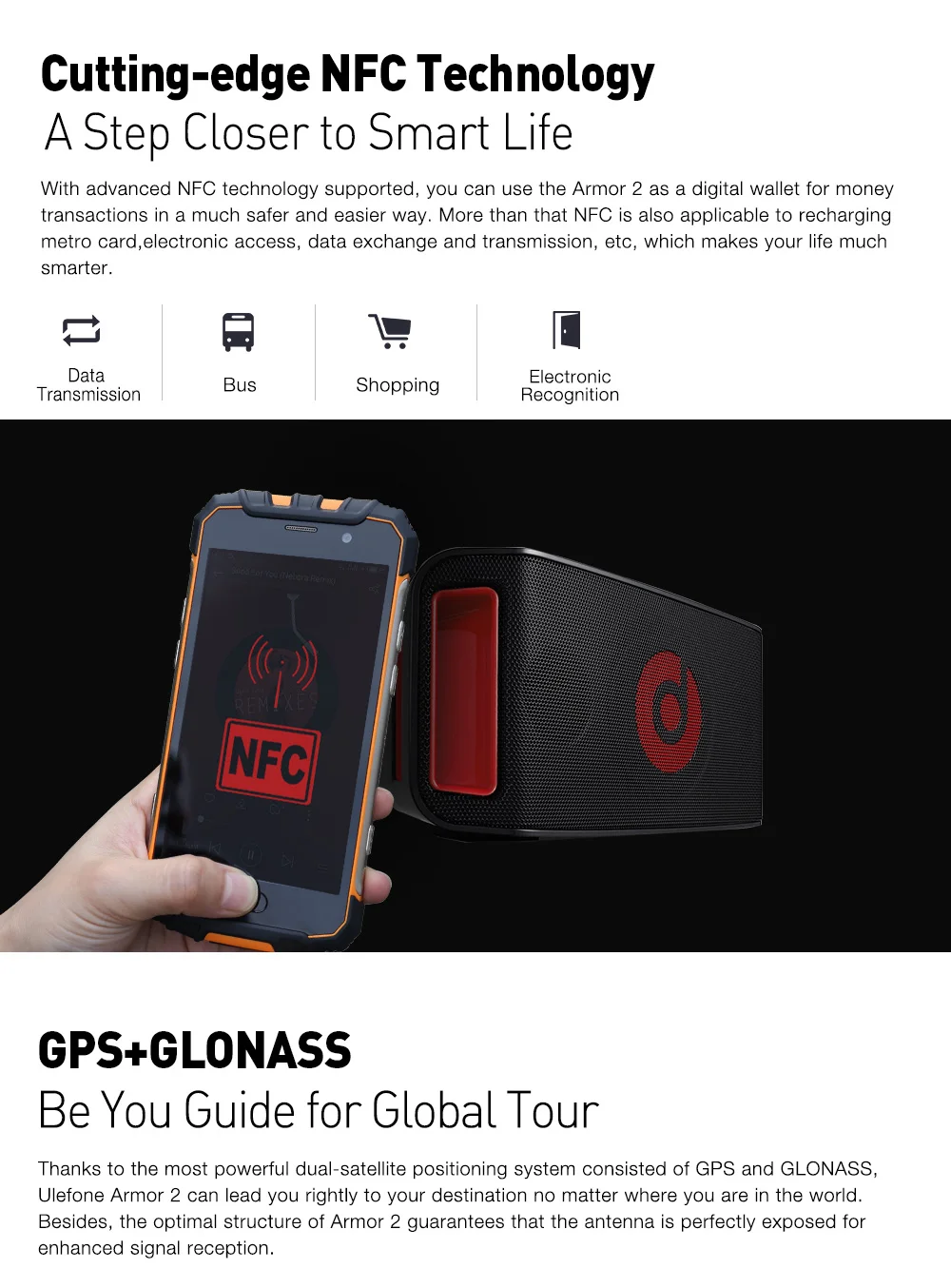 Ulefone Armor 2 смартфон IP68 Водонепроницаемый Android 7,0 5," FHD Helio P25 Восьмиядерный 6 ГБ 64 Гб 2,6 ГГц 4700 мАч NFC 4G мобильный телефон