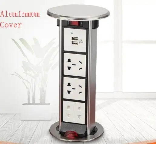 Вертикальная Выдвижная электрическая штепсельная розетка 2 USB кухонная