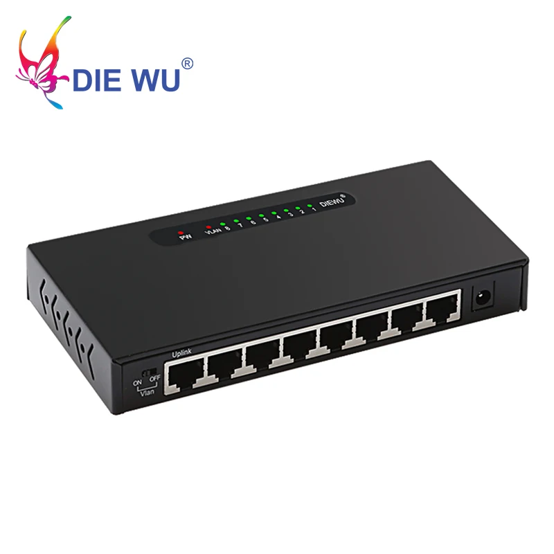 DIEWU 8 портов Быстрый Ethernet коммутатор 10/100 Мбит/с RJ45 концентратор сетевой VLAN
