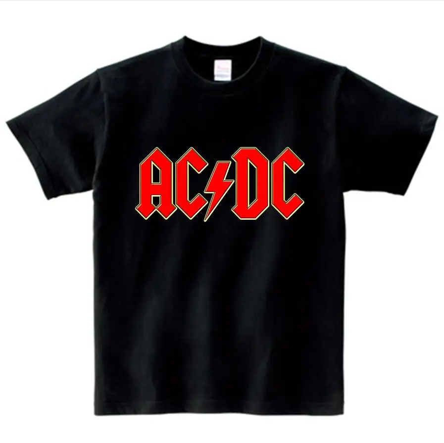 1 ACDC/детская футболка с принтом надпись-Логотип AC DC Детская Повседневная футболка принт AC/DC для мальчиков и девочек костюм для малышей - Цвет: 1