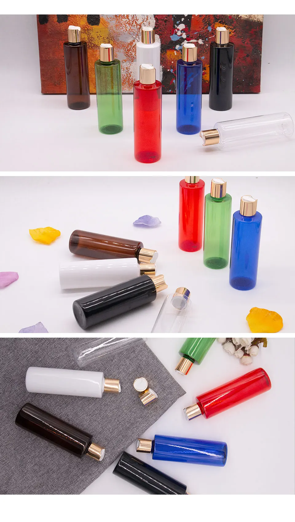 250 мл x 25 пустые пластиковые бутылки для шампуня винты пресс колпачки DIY 250cc лосьон ПЭТ бутылка с золотом крышкой Упаковочные бутылки для косметики