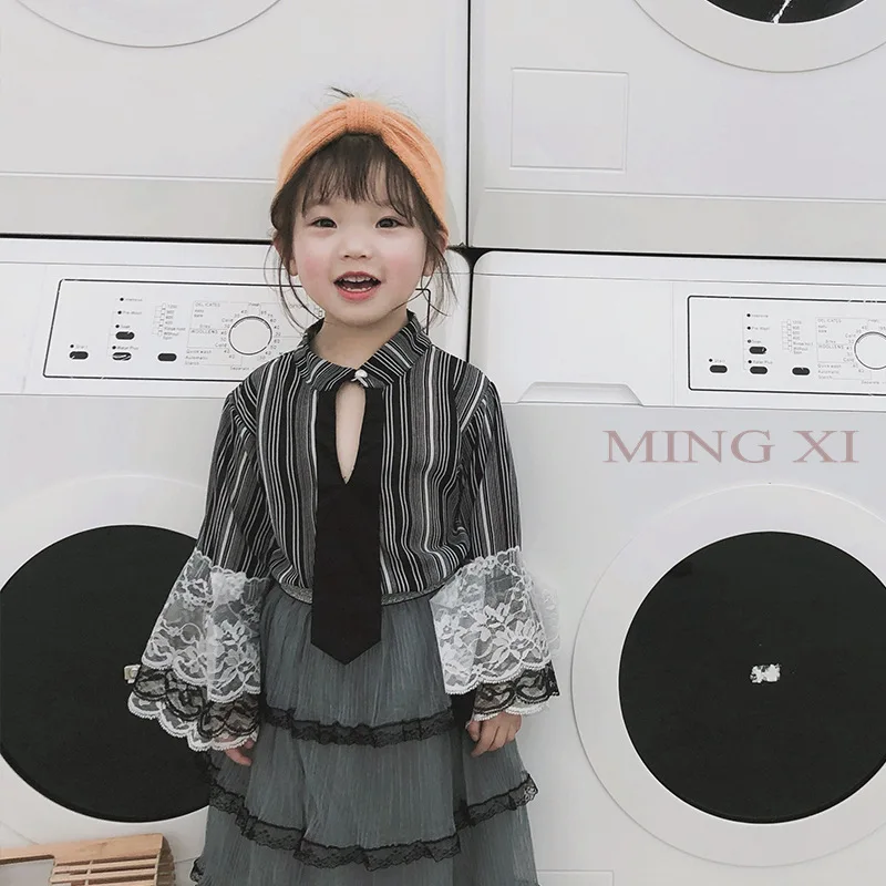 2019 новая весенняя детская одежда рубашка для девочек женская футболка кружевная