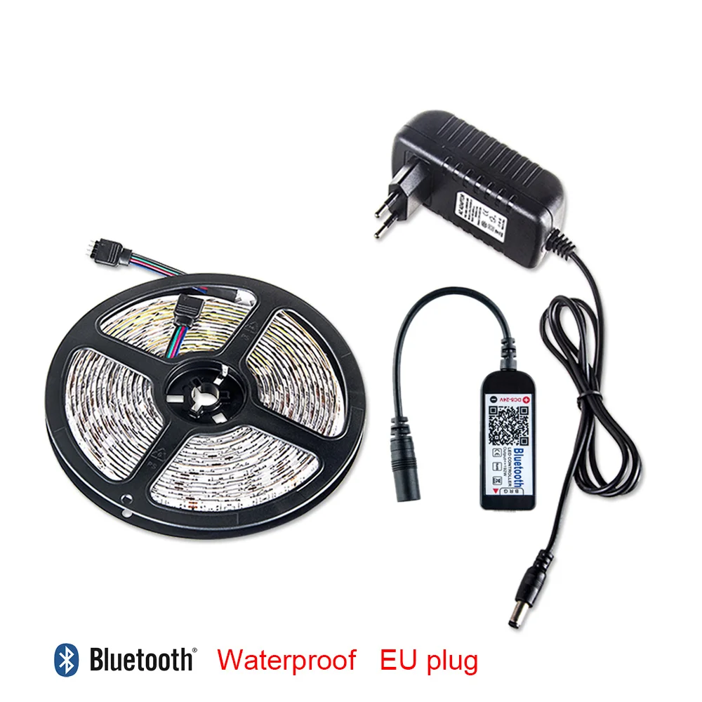 Set 2 Waterproof Foxanon DC12V RGB Светодиодная лента 5050 60 Светодиодный/м гибкий светодиодный светильник rgb светодиодный неоновый светильник s с bluetooth-контроллером 3A адаптер питания - Испускаемый цвет: Set 2 Waterproof