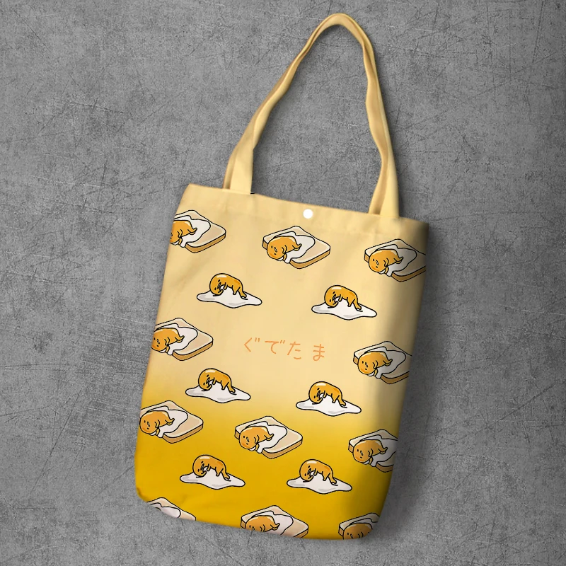 Gudetama мультяшная Студенческая печатная парусиновая сумка для покупок, большая емкость, настраиваемая Сумка-тоут, модные женские повседневные сумки на плечо - Цвет: Image Color