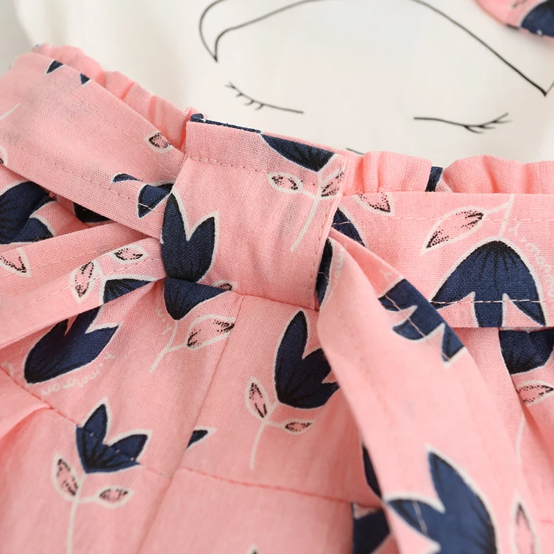Menoea Girls Clothing Sets Brand Summer Casual Kids Clothing Sets Flower Embroidery T-shirt+Solid Shorts 2Pcs Girls Suit