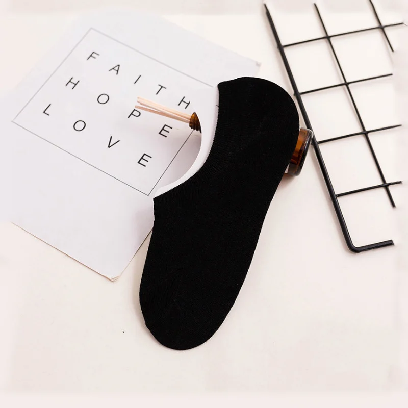 Black-5 pair 5 пара/лот, мужские носки, носки-лодочки, силиконовый слой против скольжения, невидимые короткие носки, модные хлопковые носки, летние классные носки - Цвет: Black-5 pair