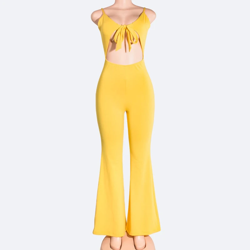 Женский комбинезон с глубоким v образным вырезом и широкими штанинами Новинка