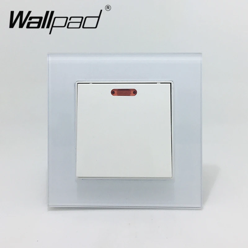 Водонагреватель переключатель Wallpad Роскошная обувь с украшением в виде кристаллов Стекло 110 V-250 V стандарта ЕС, США, Великобритании Стандартный настенный светильник светодиодный индикатор 20A водонагреватель настенный выключатель