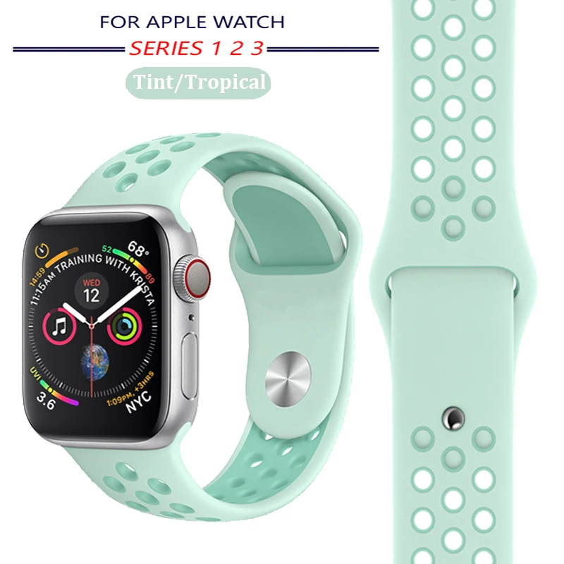 Силиконовый ремешок для apple watch band 4 3 42 мм/38 мм iwatch 44 мм/40 correa pulseira Спортивный