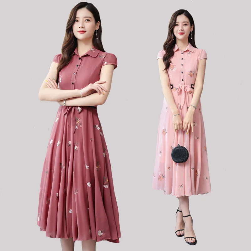 Женское дизайнерское летнее милое платье миди с коротким рукавом и вышивкой на