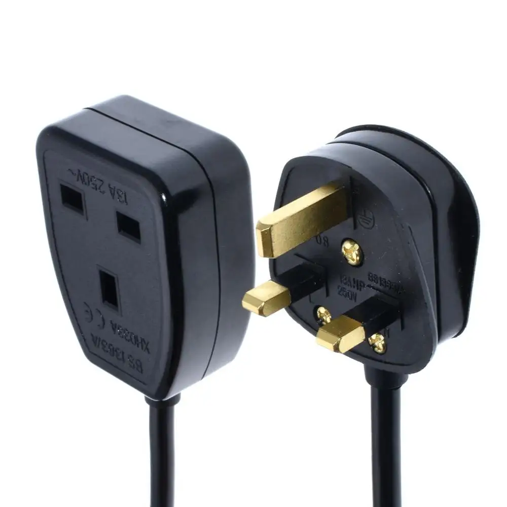 100CM Black Color UK УДЛИНИТЕЛЬ шнур питания, IEC UK 3Pin штекер для Великобритании 3Pin розетка HongKong кабель питания удлинитель - Цвет: 100CM Black Color