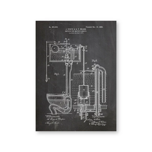 

Патент с бачком для унитаза, винтажный плакат с принтом и принтом для ванной комнаты, туалета, настенная живопись на холсте, декор, знак для туалета, плакаты для туалета