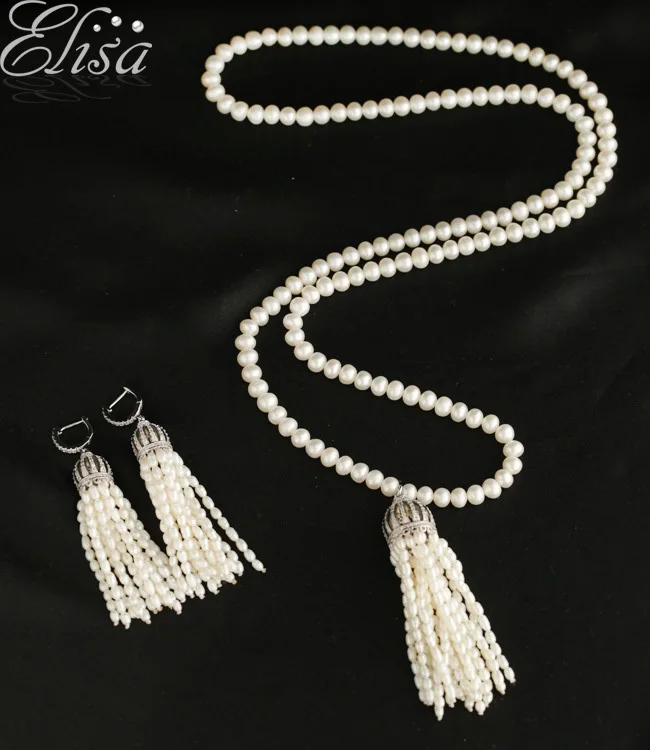 Модные комплекты ювелирных изделий из натурального жемчуга Серьги с жемчужными