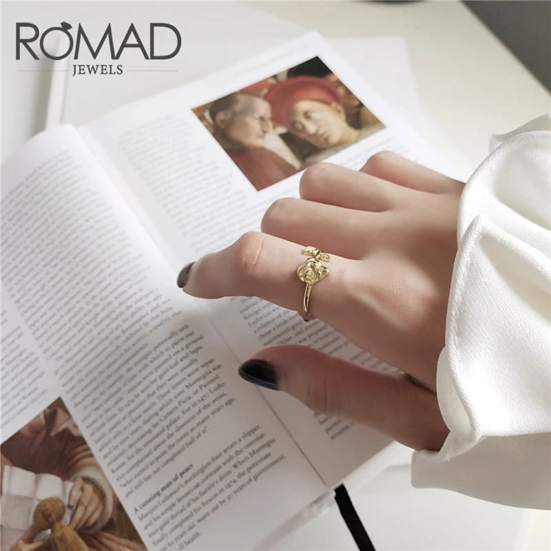 ROMAD 925 Серебряная роза цветок кольцо Мода Шарм дикий указательный палец Открытые Кольца для женщин женское кольцо ювелирные изделия кольца женщина